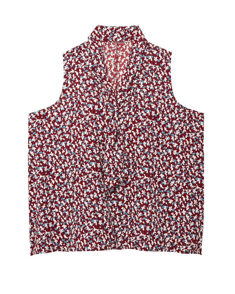 Front of plus size Antonella Sleeveless Tie Neck Blouse by Molly & Isadora | Dia&Co | dia_product_style_image_id:118953